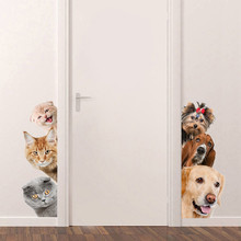 Настенный 3d-стикер ZOOYOO Dogs Cats для дома, двери, окна, гардероба, украшения для детской комнаты, домашний декор, Виниловая наклейка с мультяшным животным 2024 - купить недорого