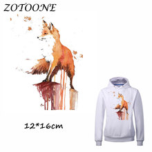 ZOTOONE-Parche de zorro de otoño con acuarela para ropa, camiseta, parches para planchar, pegatina, accesorio de transferencia de calor DIY, aplique lavable 2024 - compra barato