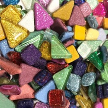 120g 70pcs Colorful Glitter Shiny Craft Material Glass Mosaic Tiles Bulk for Mosaic Making DIY Craft Art 2024 - buy cheap