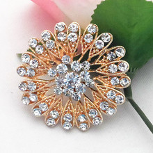 Cheap Wholesale Gold Tone Flower Pins Brooch With Clear Rhinestone Crystals Wedding Bouquet Brooches Women Jewelry Accessories 2024 - buy cheap