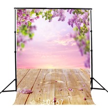 Telón de fondo Floral con cielo primaveral, retrato de puerta, Fondo de suelo de madera para estudio fotográfico, boda, Baby Shower, paño de vinilo 3D 2024 - compra barato