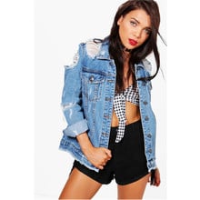 2019 Women vintage Basic Coat Denim Jacket Spring Denim Jacket ripped jeans Jacket ladies Denim Coat loose fit casual outerwear 2024 - buy cheap