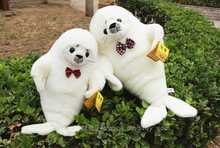 high quality goods white bent seal, with bowtie seal plush toy,Christmas gift h37 2024 - buy cheap