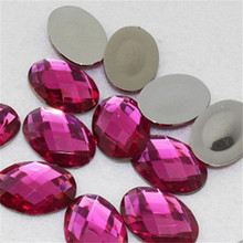 Piedra acrílica de Color rosa brillante, enrejado con facetas ovaladas, diamantes de imitación acrílicos, para artesanía a mano, decoración artística 2024 - compra barato