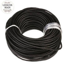 LINSOIR 1m/lot 6mm Genuine Braided Leather Cord Rope Fit Necklaces Bracelets Findings Leather Thread DIY Jewelry Making F5509 2024 - buy cheap