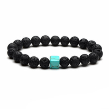 Punk Rock Energy Bracelets Natural Black Lava White Blue Turquoises Stone Charm Bracelets Wristband Strecth Bracelets Women Male 2024 - buy cheap