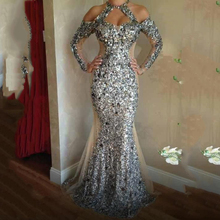 Женское вечернее платье с блестками, серебристое длинное платье-русалка, официальное платье 2024 - купить недорого