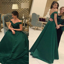 Emerald Green Evening Dresses 2022 Off The Shoulder Formal Dress A Line Robe De Soiree Open Back Special Occasion Gowns 2024 - buy cheap