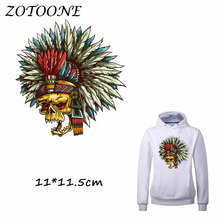 ZOTOONE Indian Skull Patch Heat Transfer Patch Iron on Patch for Clothes Beaded Applique Clothes DIY TShirt Accessory Decoration 2024 - buy cheap