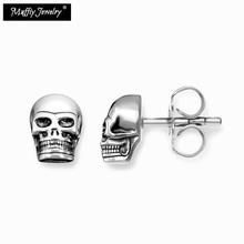 Silver Skull Stud Earrings,Europe Style Muffiy Rebel Good Jewerly For Women,2019  Gift In 925 Sterling Silver,Super Deals 2024 - buy cheap