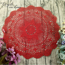 Vintage DIY Handmade Crochet Coaster Doily Flower Tray Pad Decoration Cushion Cover European Round Table Cup Mats 50CM 6PCS/LOT 2024 - buy cheap