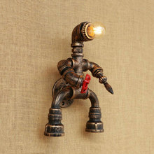 Steam punk wall lamp creative iron robot wall light living room study restaurant hall corridor stair bar cafe light bra sconce 2024 - buy cheap