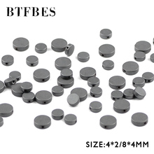 BTFBES-Cuentas de hematita negra mate, piedra Natural, magnetita, 6/8mm, cargador plano redondo, cuentas sueltas, fabricación de joyas, pulsera DIY 2024 - compra barato