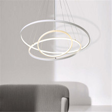 Anel de luz led criativo, luminária pendente moderna para sala de jantar, iluminação para casa 2024 - compre barato