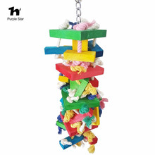 Purple Star Bird Toy Colorful Cotton Rope Wood Chewing Blocks Parrot Cage Toy Macaw Cockatiels Playing Climbing Standing Toys 2024 - buy cheap