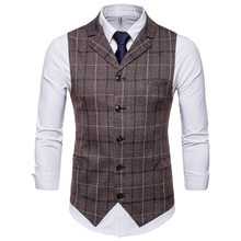 Waistcoat Men Classic British Plaid Vest New Gentleman Business Man Formal Suit Blazers Wedding Casual Dress Suit Vests 4XL 2024 - buy cheap