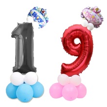 Balões infláveis de látex metalizados, 13 peças, coluna, chá de bebê, 32 polegadas, ar, rosa, azul, decoração, festa de aniversário infantil, conjunto de suporte 2024 - compre barato