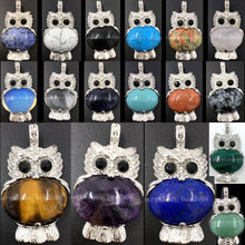 Jaspe Opal Goldstone Blue Sand Carnelian Crystal Malachite Lapis Lazuli Tigers Eye Howlite Aventurine Owl Pendant Bead WB551 2024 - buy cheap