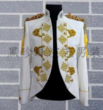 Trajes de diseño para hombre, trajes masculinos de terno, trajes de escenario para cantantes, chaqueta de baile, vestido de chaqueta con estilo rock, color blanco y negro 2024 - compra barato