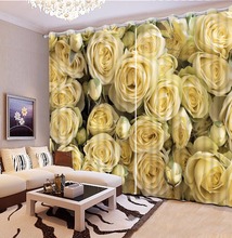 Luxury Living Room Curtains Yellow Rose 3D Curtains For The Bedroom Kitchen Modern Window Drapes Rideaux Cortinas pillowcase 2024 - buy cheap