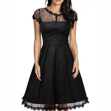 Women's elegant sexy lace see through knee-length dresses casual club bridesmaid bride dress skater A line party dress  G45 2024 - buy cheap