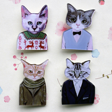 Broche japonês para casal, avó, gato, preto, clipe, broche, esmalte, broche, distintivo, seguro, alfinete de lapela, joia feminina, presente 2024 - compre barato