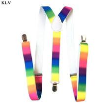 Fashion Personality Strap Belts Unisex Adult Straps Clip Rainbow Print Adjustable Suspender Belt 2024 - buy cheap