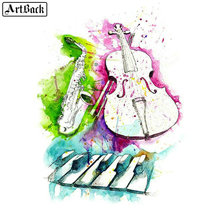 5D diamond painting violin saxophone icon full square rhinestone diamond embroidery 3d mosaic full round drill watercolor 2024 - buy cheap