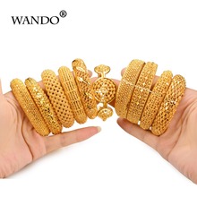 Wando Variety Gold Color Dubai Arab Flower Cuff Bracelet&Bangles For Women Man Wholesale Wedding Bracelet Vintage Ethnic Jewelry 2024 - buy cheap