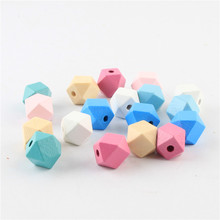 50pcs/lot 12mm Rainbow Wooden Beads Geometry Polygon Shape Wood Beads For Jewelry Making DIY Earring Accessories 2024 - buy cheap