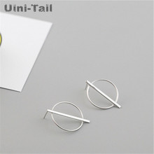 Uini-Tail hot new 925 sterling silver circle vertical rod earrings female models Korean fashion tide flow high quality jewelry 2024 - buy cheap