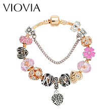 VIOVIA роскошные новые браслеты с подвесками в форме сердца для женщин, кристалл, сделай сам, золотые бусины, браслеты, браслеты, подарок, модные ювелирные изделия B16137 2024 - купить недорого