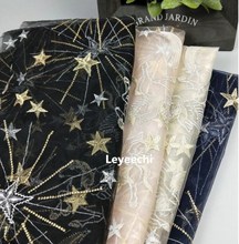 Tecido de malha bordado de estrelas do cavalo celular 3d criativo 140*100cm tecido de renda para acessórios de vestido 2024 - compre barato