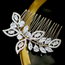 High quality elegant zirconia leaves gold / silver crystal bride hair comb tiara wedding hair accessories 2024 - buy cheap