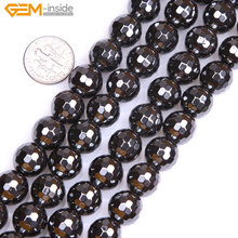 Gem-inside Round Faceted magnetic magnetite Hematite Healing Beads For Jewelry Making Bracelet Necklace 12mm 15'' DIY Jewellery 2024 - buy cheap