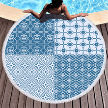 Bohemia Style Microfiber Travel Beach Towel for Adult Yoga Mat Tassel Blankets Large Round Towel Geometry Printed Tapestry Home 2024 - buy cheap