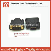 KUYiA 5pcs/lot!!Free Shipping+Tracking number !! DVI 24+1 Pin Male to HDMI Female Adapter Converter HDTV/ DVI TO HDMI ADAPTER 2024 - купить недорого