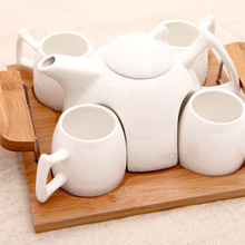 High grade white porcelain tea set include 1 pot & 4 cups & 1 tray 2024 - buy cheap