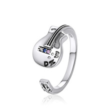 Kpop-anillo llamativo de Plata de Ley 925 para mujer, Circonia cúbica, cristal, música, bajos, anillo abierto Ajustable, regalo, R13114 2024 - compra barato