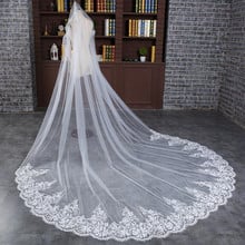 New Arrive Wedding Veils White Ivory Cathedral Length Lace Applique Half Edge Soft Tulle Free Comb Custom Made Bridal Veil 2024 - buy cheap