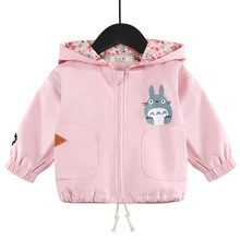 2019 jaqueta feminina de outono roupas para bebês meninas totoro de desenho animado estampado manga comprida casaco com capuz 1-4 anos blusa de crianças 2024 - compre barato