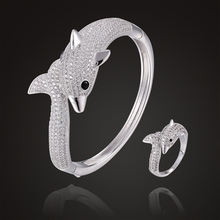 Fateama-brazalete de animal de lujo con anillo, conjunto de joyería de circonita completa, micro pavé, ajuste, pulsera de delfín, joyería de moda, el mejor regalo 2024 - compra barato