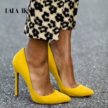 Lala ikai sandálias femininas básicas, de camurça falsa, cores sólidas 2020, sandálias de salto alto de 10cm, sapatos sexy femininos 014c0474-3 2024 - compre barato