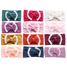 12pcs/lot Nylon Baby Headband Topknot Baby Girl Bows Hair Band Soft Lace Turban for Infant Hair Accessories 12 Colors JFNY110B 2024 - buy cheap