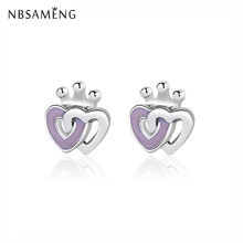 925 Sterling Silver Stud Earrings For Women Earings Fashion Jewelry Cute Heart Ear Studs Fashion Luxury Jewelry Gift 2024 - buy cheap
