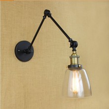 Long Adjustable Arm Vintage Wall Lamp Glass Lampshade Style Loft Industrial Wall Light Edison Wall Sconce Lampara Pared 2024 - buy cheap
