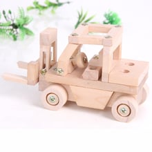 Group Disassembly Wooden Building Toys Assembled Forklift Model Educational Miniature Toys DIY 2024 - buy cheap