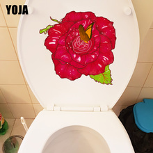 Yoja adesivo embutido manual de rosas para decoração de banheiro, decalque para assento de vaso sanitário, flor de desenho animado para parede de casa 2024 - compre barato