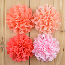 Yundfly 5 peças de tecido de chiffon vazado flor sem clipe para bebê meninas acessórios de cabelo artesanato manual faça você mesmo chapéu de bebê 2024 - compre barato