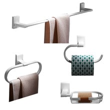 Accesorio de baño de latón sólido, soporte de papel higiénico montado en la pared, conjunto de accesorios de baño, pintura blanca, 4 piezas 2024 - compra barato